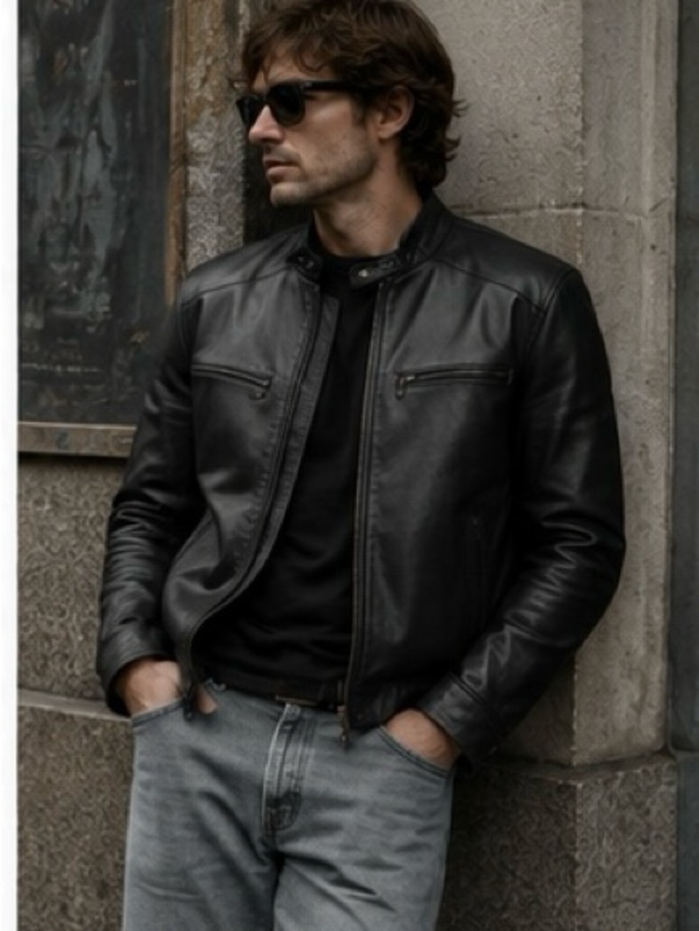 Phoenix Vintage Genuine Leather Motorcycle Jacket Black Men’s 48